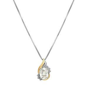 White Topaz & Diamond Birthstone Pendant Necklace